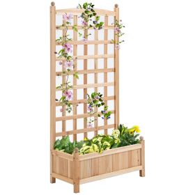 Outsunny Garden Trellis Raised Bed 23.5x11.5x49.25 for Outdoor Indoor Plants Natural