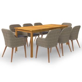 9 Piece Patio Dining Set Brown
