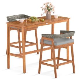 Patio Counter Height Bar Set with Cushioned Barstools