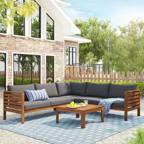 GO Wood Structure Outdoor Sofa Set with gray Cushions Exotic design Water-resistant and UV Protected texture High quality acacia wood Strong Meta