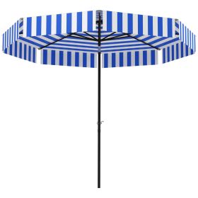 8.7FT Tilting Patio Umbrella with 8 Ribs, Crank Handle, Air Vent for Outdoor, Garden and Pool, Navy Blue