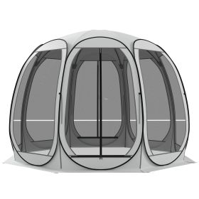 11' x 11.5' Screen Tent, Pop Up Camping Gazebo with Portable Carry Bag and 2 Doors, Cream White