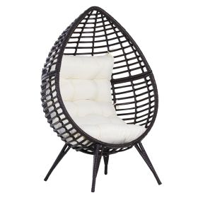 Wicker Egg Chair with Trapezoidal Cushion 352lbs Capacity Rattan Egg Chair for Backyard Garden Coffee Brown