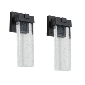 Outdoor Waterproof Transparent LED Crystal Wall Lamp  2 Packs With Light Sense (Color: Black)