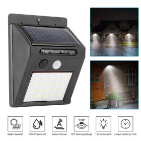 Solar Light 20 LEDs Outdoor PIR Motion Sensor Lights IP65 Waterproof 120 Degree Sensing Wide Angle Lighting (Color: Black)