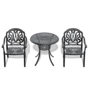 (Cushions In Random Colors)3-Piece Set Of Cast Aluminum Patio Furniture With Cushions (Color: as Pic)